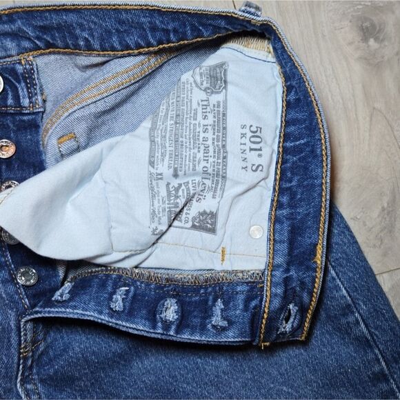 Levi’s 501 Skinny Women’s Jeans Size 27 28 High Rise Button Fly Denim - Picture 5 of 8